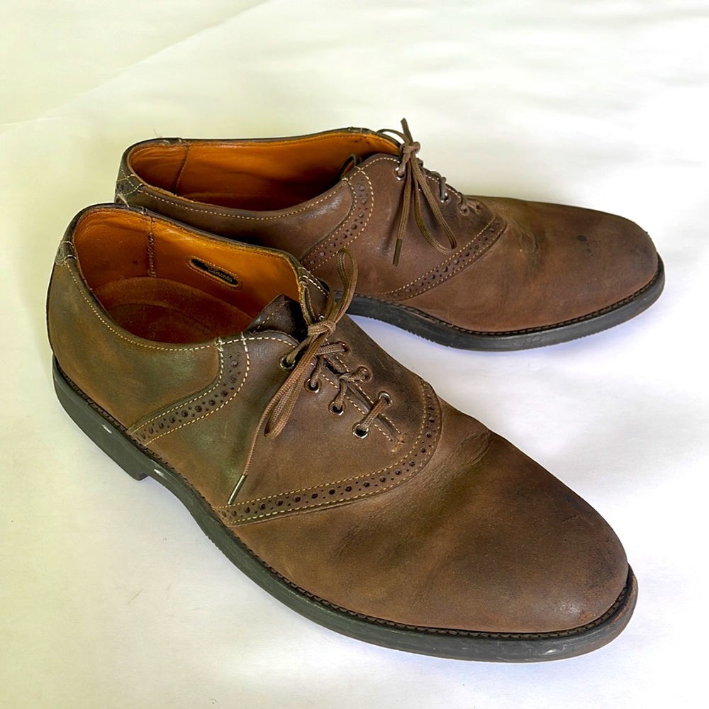 Allen Edmonds Mens Distressed Brown Leather Oxford Shoes Size 10.5 B Vibram